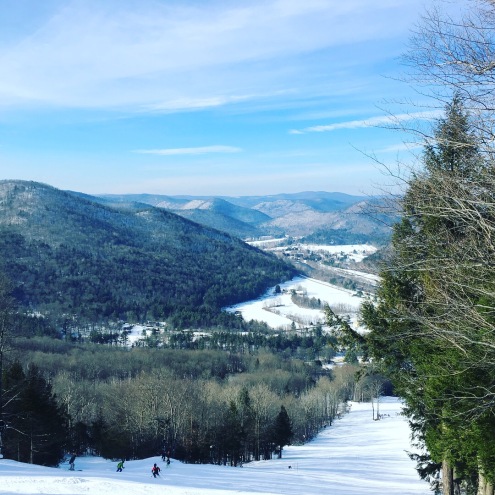 The view from the top of Berkshire East ski mountain, and the view from the top of the last descent of the skimo race